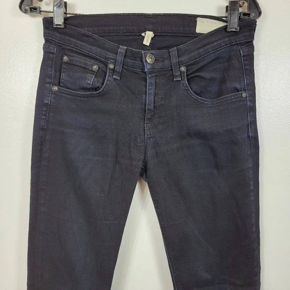 30. Rag & Bone Women Black Midrise Skinny Ankle Denim Jeans Size 26